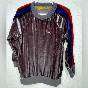 Aviator Nation sweatshirt velour kids sz 6 crewneck gray